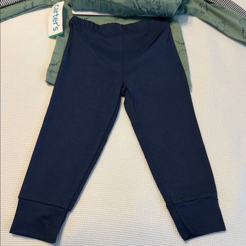 Carter's Baby 4 pcs Layette Set Olive Green and Blue Dino and Stripes 18 Months